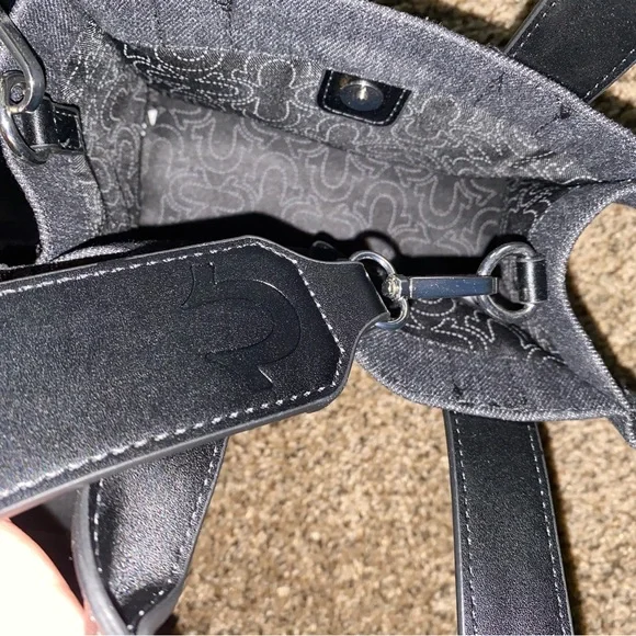 True Religion Black and Blue Crossbody Bag with Denim Design - Picture 3 of 3